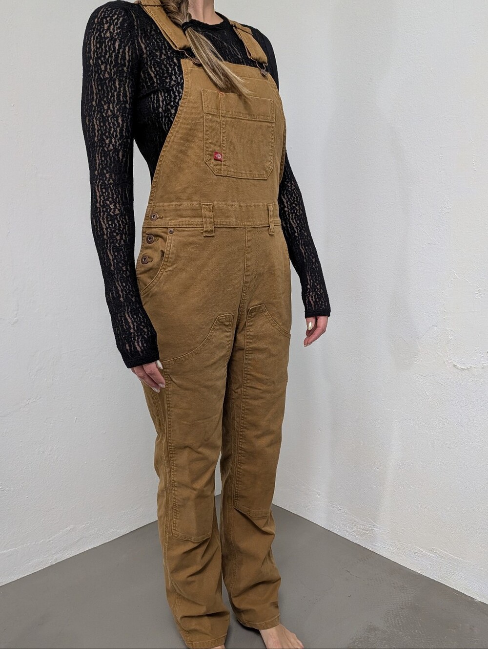 Dickies Rinsed Brown Duck Double Front Workwear Overalls Small